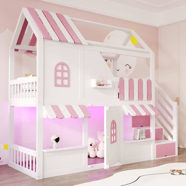 Hochbett Oneiros Ⅱ Pink - Weiß