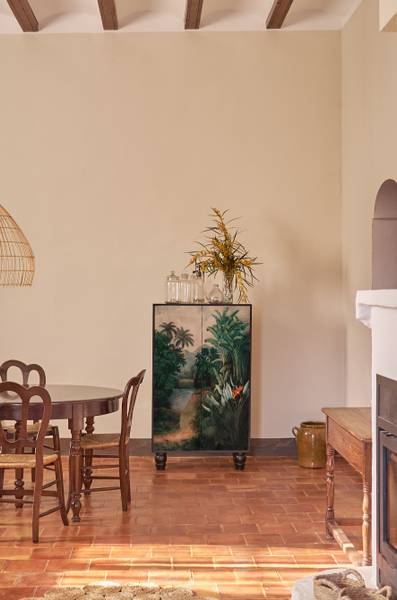 Sideboard mit tropischem Print Kiefer - 45 x 127 x 75 cm