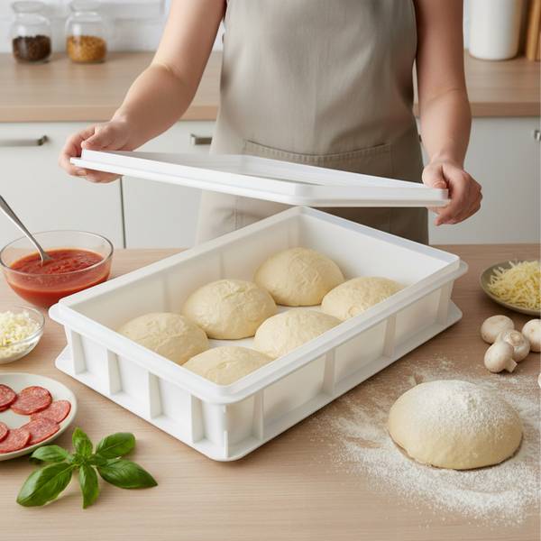 Pizzaballenbox met deksel, 2-delig groen - wit - polypropeen - 40 x 7 x 30 cm