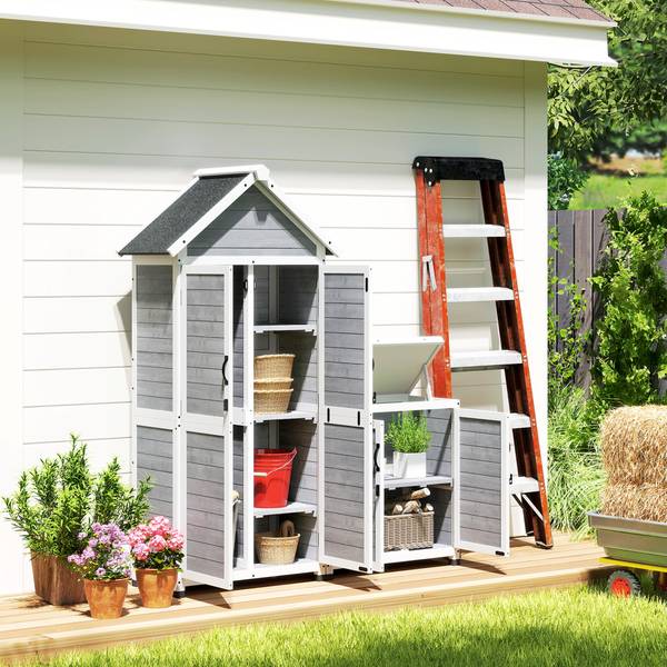 Gartenschrank 2er Set 84H-343V00LG Grau - Tanne - 51 x 182 x 89 cm