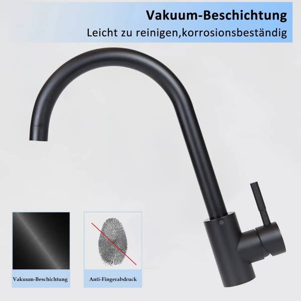 Keukenkraan Susanne zwart - metaal - 6 x 33 x 19 cm