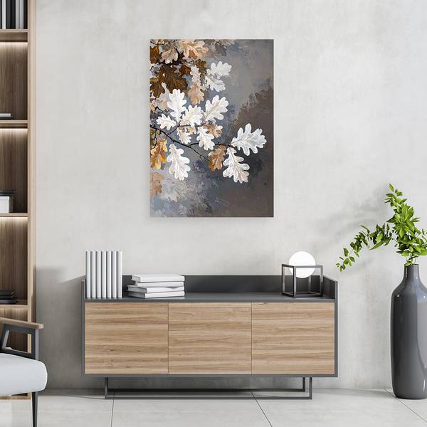 Wandbild Pflanzen Grau - Polyester - 60 x 90 x 3 cm