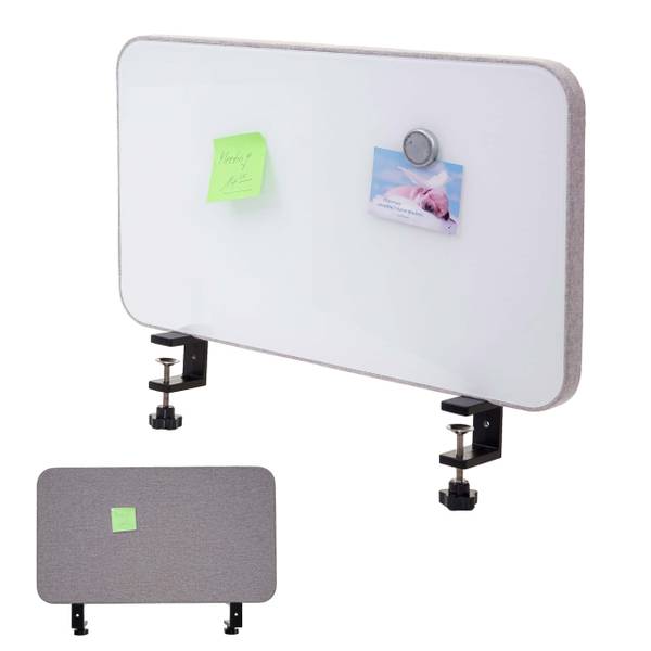 Tafelwhiteboard G74 grijs - wit - polyester - gesatineerd glas - 35 x 60 x 3 cm