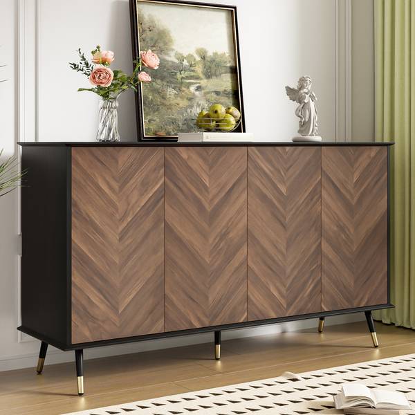 Sideboard Lelantos Ⅰ Braun - Holzwerkstoff - 140 x 80 x 40 cm