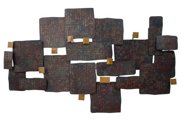 Sculpture murale Panneau Sandro Marron - Métal - 104 x 62 x 7 cm