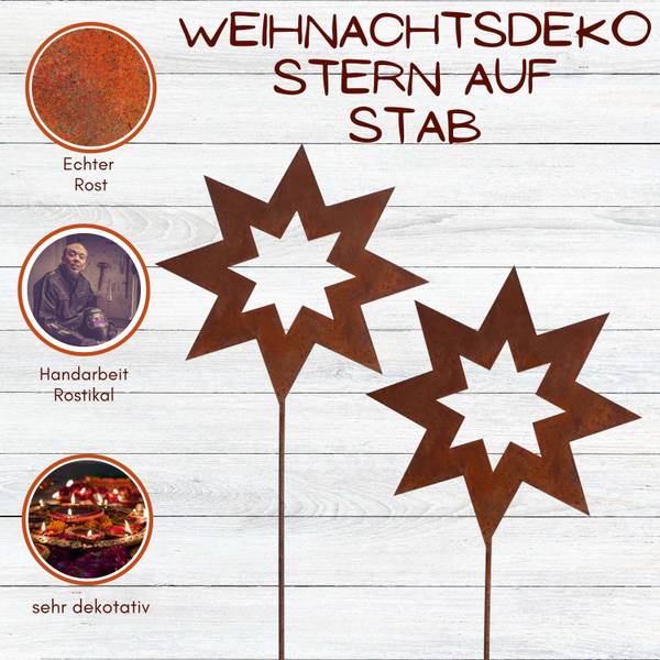 Dekostecker Stern, Rost, Weihnachtsdeko, Rostdeko, Edelrost Günstig