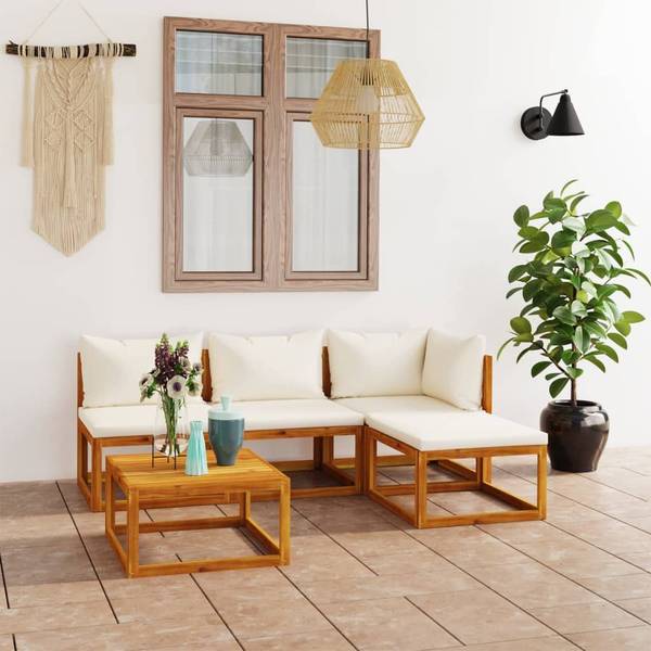 Garten-Lounge-Set 3009697-28 (5-teilig) Weiß - Polyester - Akazie - 70 x 60 x 70 cm