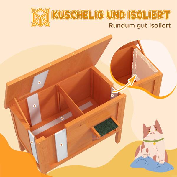 Katzenhaus CP65 Orange - Holzwerkstoff - 69 x 69 x 85 cm