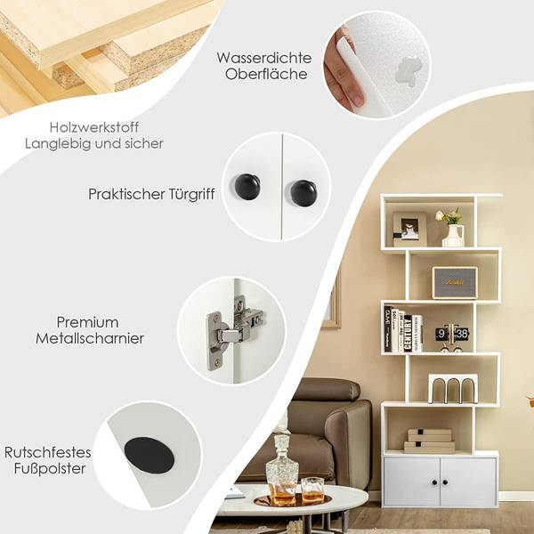 HODEDAH Bücherregal Mit 4 Offenen Ablagen – Modernes Regal In Cherry-Optik | 120x40x30 Cm, Kompakt, Für Büro & Zuhause