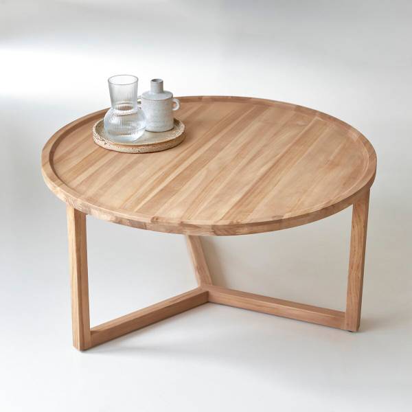 Couchtisch Ana Beige - Teakholz - 90 x 45 x 90 cm