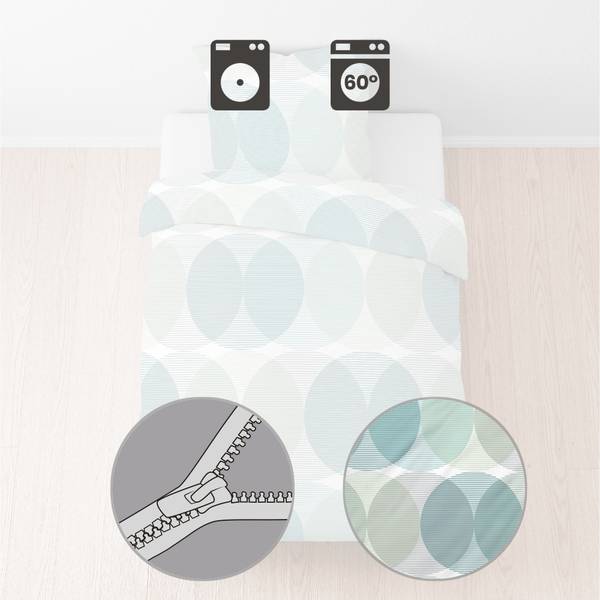 Bettwäsche 209785 2-teilig Blau - Textil - 135 x 1 x 200 cm