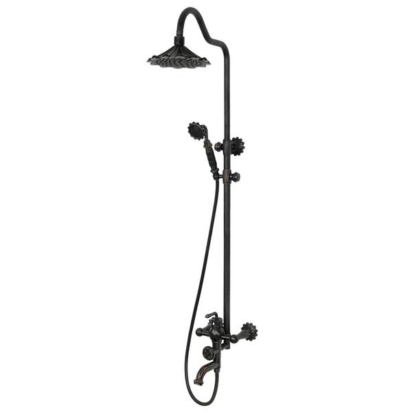 Douchesysteem Flower zwart - messing - 23 x 135 x 53 cm