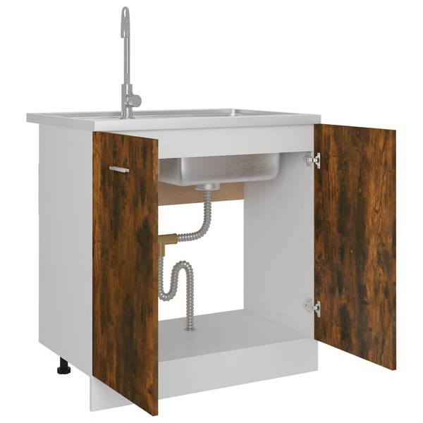 Spülenunterschrank 3016496-2 Braun - Raucheiche Dekor - 80 x 81 x 46 cm