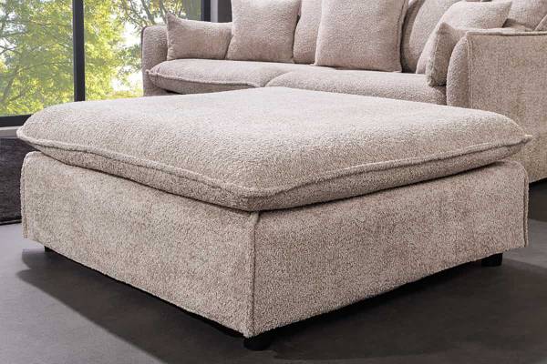 Hocker HEAVEN Beige - Polyester - Pappel - 100 x 42 x 100 cm