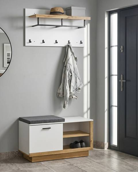 Schoenenkast COROWA bruin - grijs - wit - plaatmateriaal op houtbasis - 90 x 53 x 40 cm