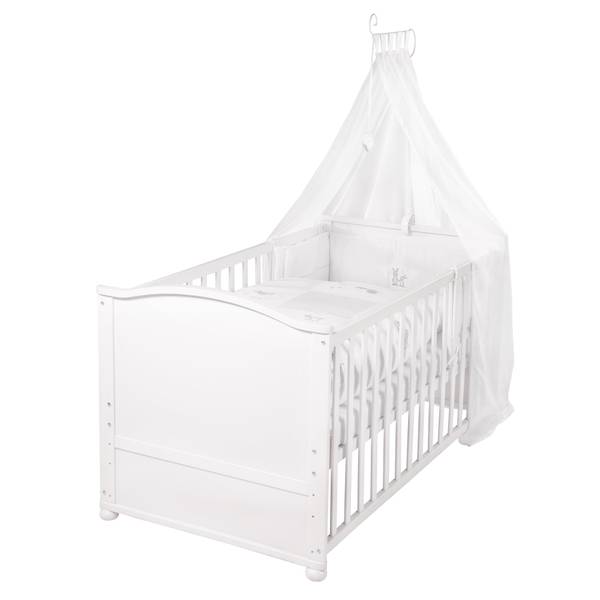Ensemble de lit bébé complet Fox & Bunny Blanc - Bois manufacturé - 79 x 152 x 153 cm