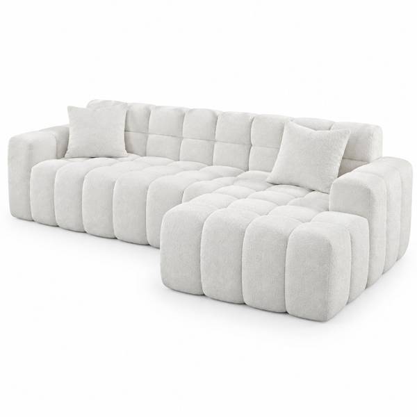 Ecksofa ZY-031 Weiß - Webstoff - 250 x 74 x 125 cm