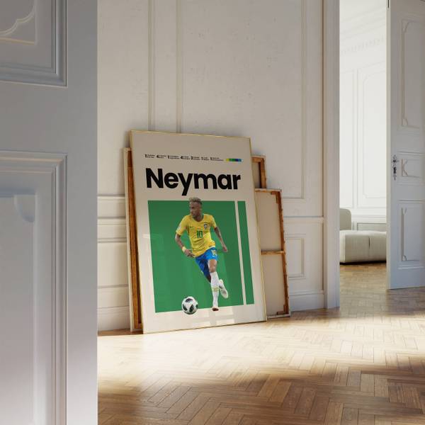Poster Mbappe Ronaldo Messi Neymar Fußba Naturfaser - 21 x 30 x 1 cm