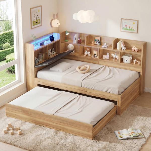 Kinderbed GLOWMU Ⅰ bruin - plaatmateriaal op houtbasis - 110 x 91 x 224 cm
