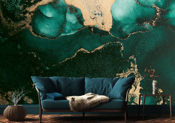 Vlies-Fotobehang MARMER Abstractie groen - 460 x 300 x 300 cm