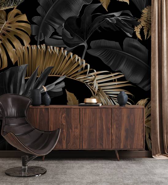 Panorama-Tapete Guyana Gold Gold - Papier - 384 x 300 x 384 cm