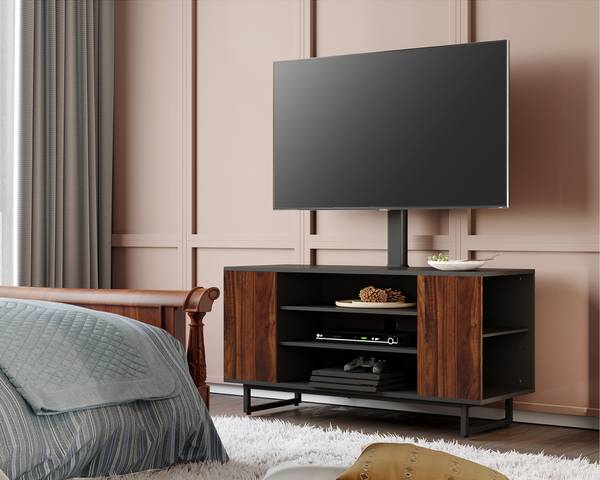 FITUEYES Schrank mit TV Halterung Schwarz - Massivholz - 40 x 137 x 107 cm