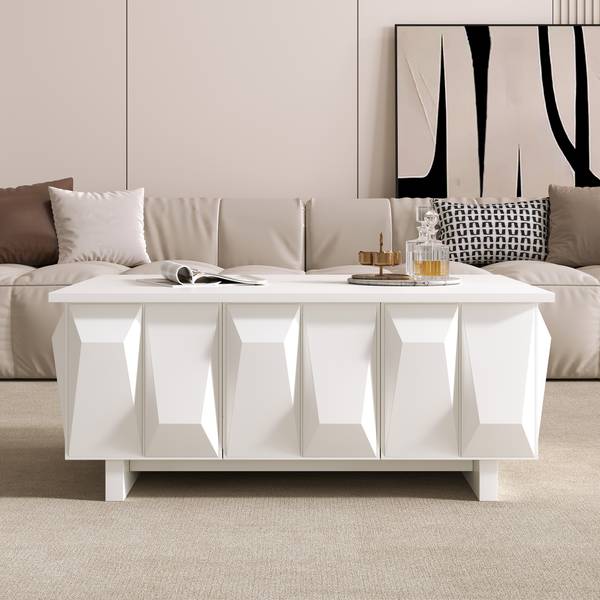 Couchtisch Eurynom Ⅰ Weiß - Holzwerkstoff - 95 x 40 x 67 cm