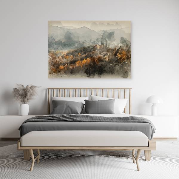 Wandbild herbstwald im nebel 100 x 70 cm