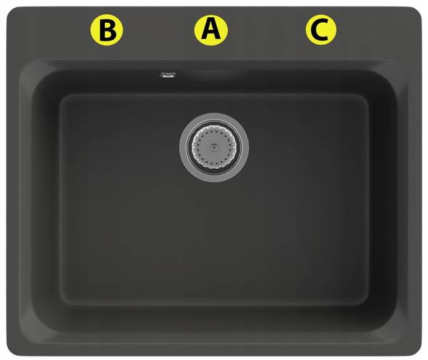 Granitspüle Zante mit Siphon Batterie Schwarz - Keramik - 62 x 52 x 20 cm