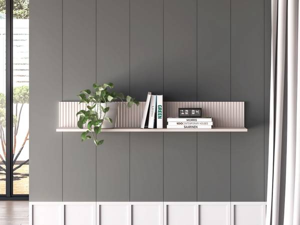 Wandplank DUNEA grijs - melamine - 120 x 18 x 20 cm