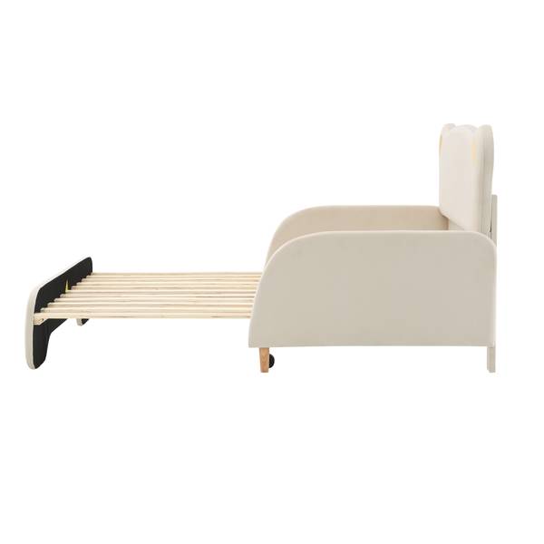 Tagesbett VELVZoo Ⅱ Beige - Holzwerkstoff - Massivholz - 149 x 107 x 204 cm