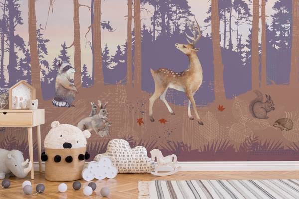 Panorama-Tapete Pikatchoune Pink - Papier - 288 x 270 x 288 cm