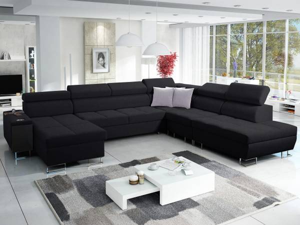 Ecksofa Morena X Aschgrau - Schwarz - Ecke davorstehend links