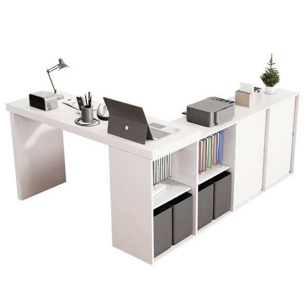 Eckschreibtisch CHANGZoom Weiß - Holzwerkstoff - 140 x 78 x 120 cm