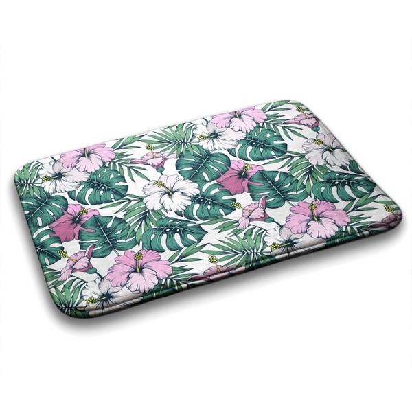 Badteppich Monstera-Blätter Grün - Polyester - 75 x 45 x 75 cm