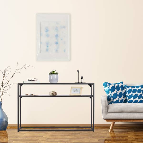 Table console Noire Verre Métal Bois Noir - Acier - 110 x 71 x 30 cm