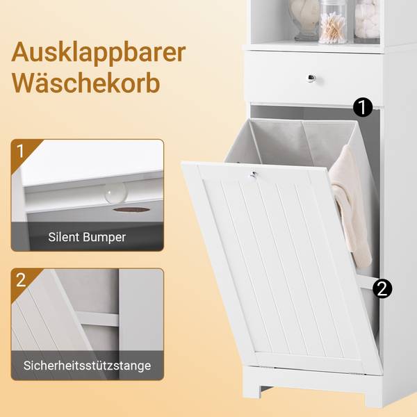 Armoire haute de salle de bain BZR216-W Blanc - Bois manufacturé - 40 x 180 x 38 cm