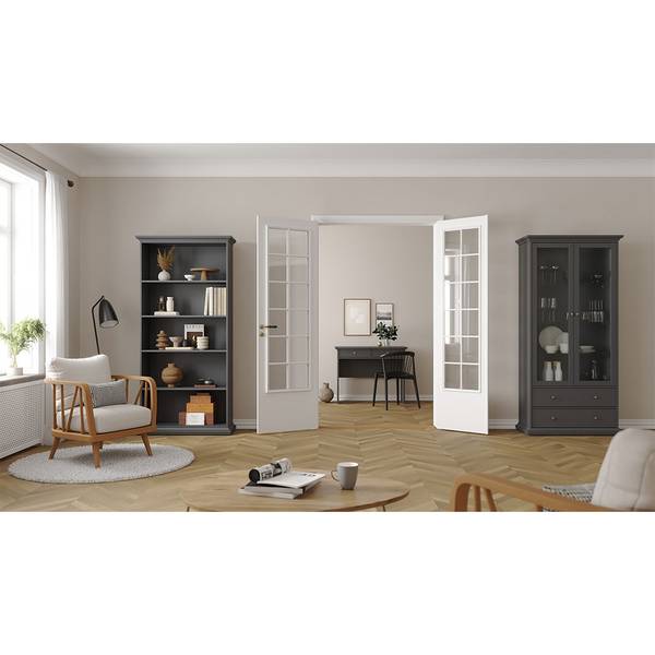 Boekenkast Venetië grijs - deels massief hout - 97 x 201 x 37 cm