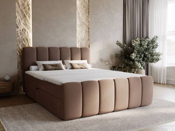 Boxspringbett CLOUD Braun - Samt - Liegefläche Breite: 200 cm