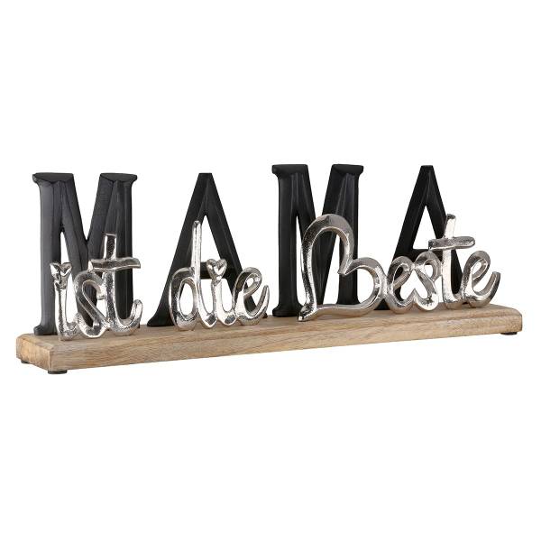 Deko Schriftzug MAMA Braun - Silber - Holzwerkstoff - Metall - 38 x 13 x 6 cm