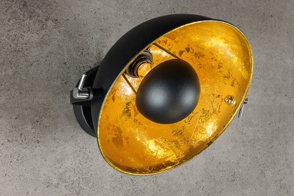 Wandleuchte STUDIO Schwarz - Gold - Edelstahl - Stahl - 38 x 30 x 38 cm
