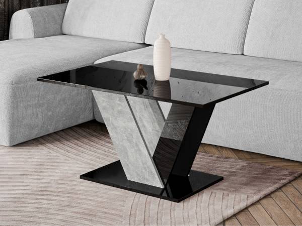 Couchtisch Dubai Beton Dekor - Hochglanz Schwarz