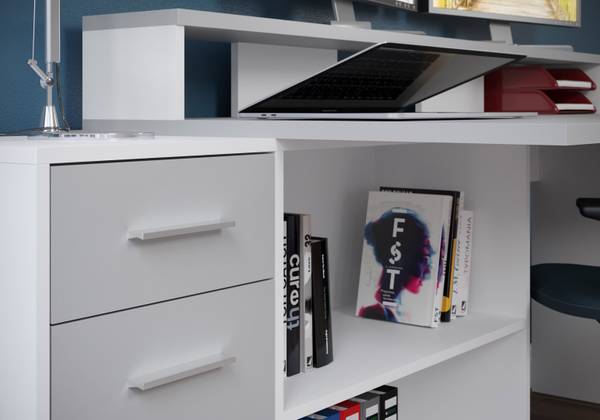 Bureau Gamer wit - deels massief hout - 160 x 91 x 115 cm
