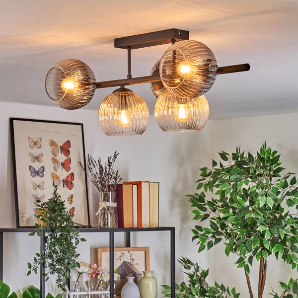 Deckenleuchte Cesaro Grau - Gelb - Metall - 21 x 21 x 97 cm