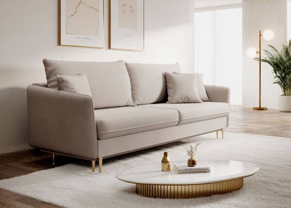 3-Sitzer Sofa VOLIO Grau - Samt - 221 x 90 x 100 cm