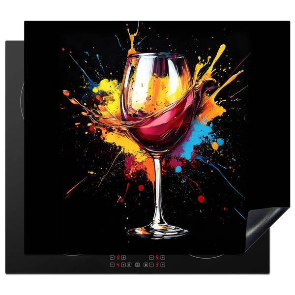 HERDABDECKPLATTE Graffiti Wein Rot - Vinyl - 59 x 52 x 1 cm