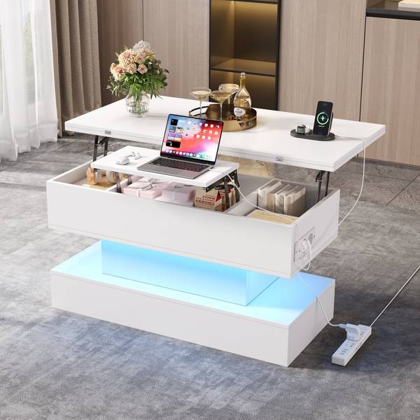 Table Basse Hermes Ⅵ Blanc - Bois manufacturé - 50 x 64 x 100 cm