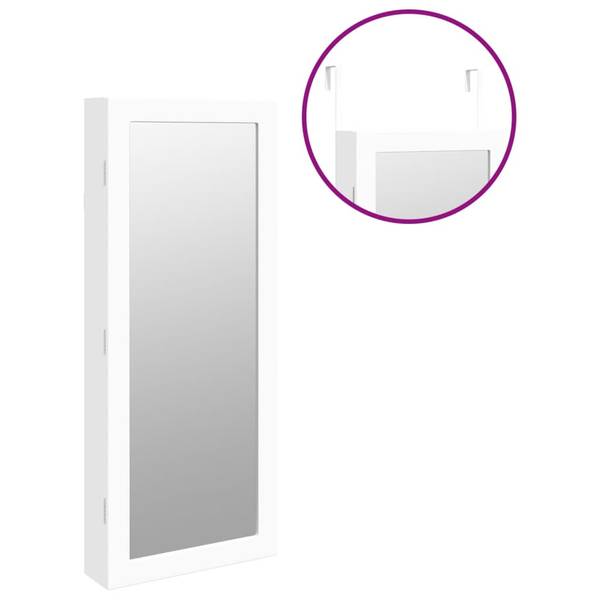 Armoire à bijoux miroir 3028735 Blanc - Polyester - 37 x 90 x 10 cm