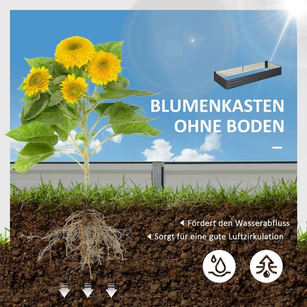Hochbeet BB5495 Grau - Metall - 91 x 30 x 241 cm