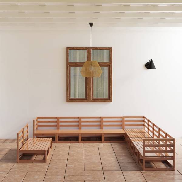 Gartenmöbel-Set 3075877 (11-teilig) Braun - Kiefer - 70 x 67 x 70 cm